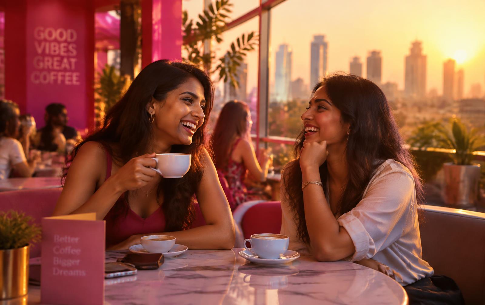 Friends meeting at a cafe